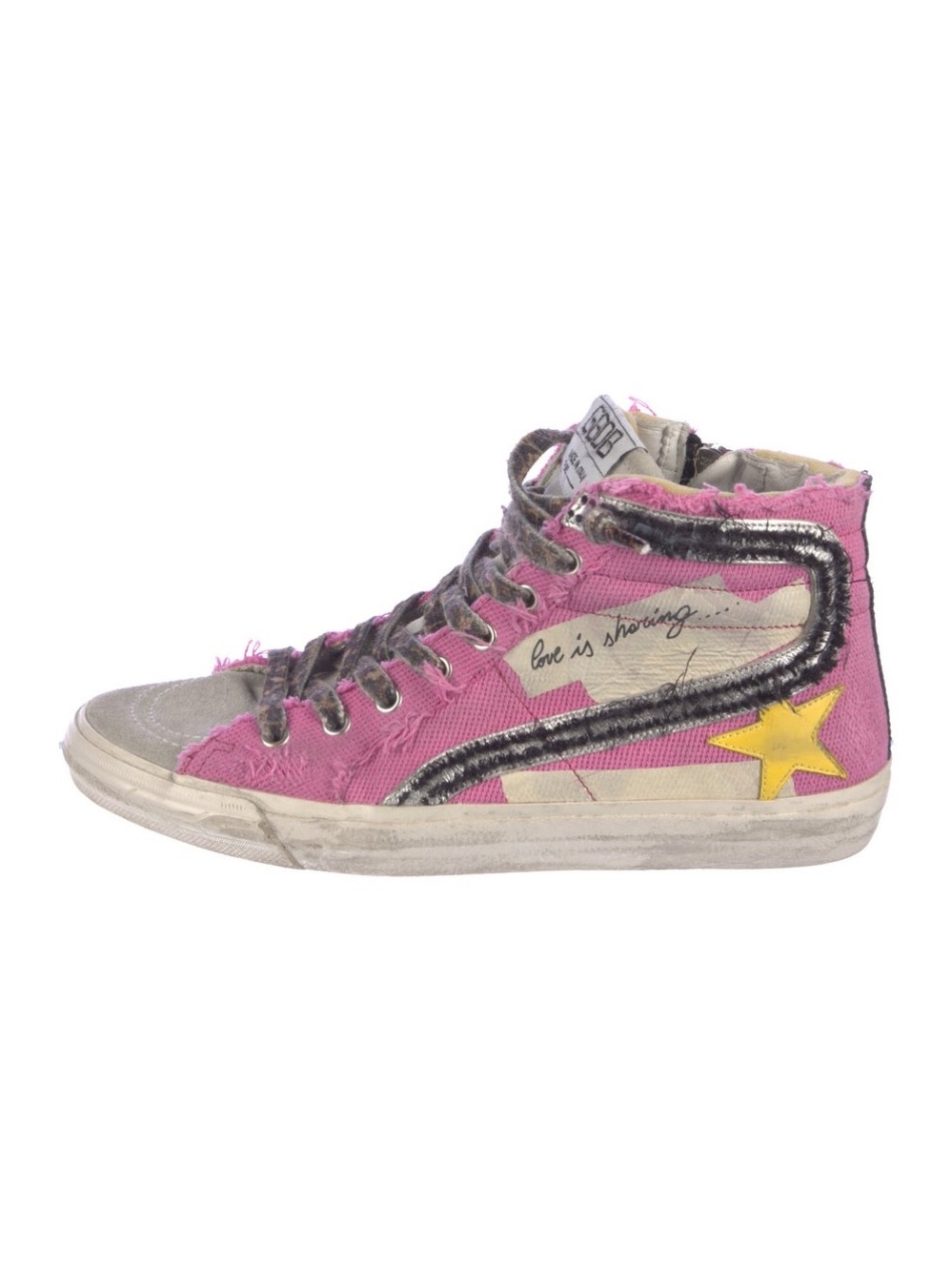 Golden Goose Slide Pink Canvas High-Top Sneakers Size 38